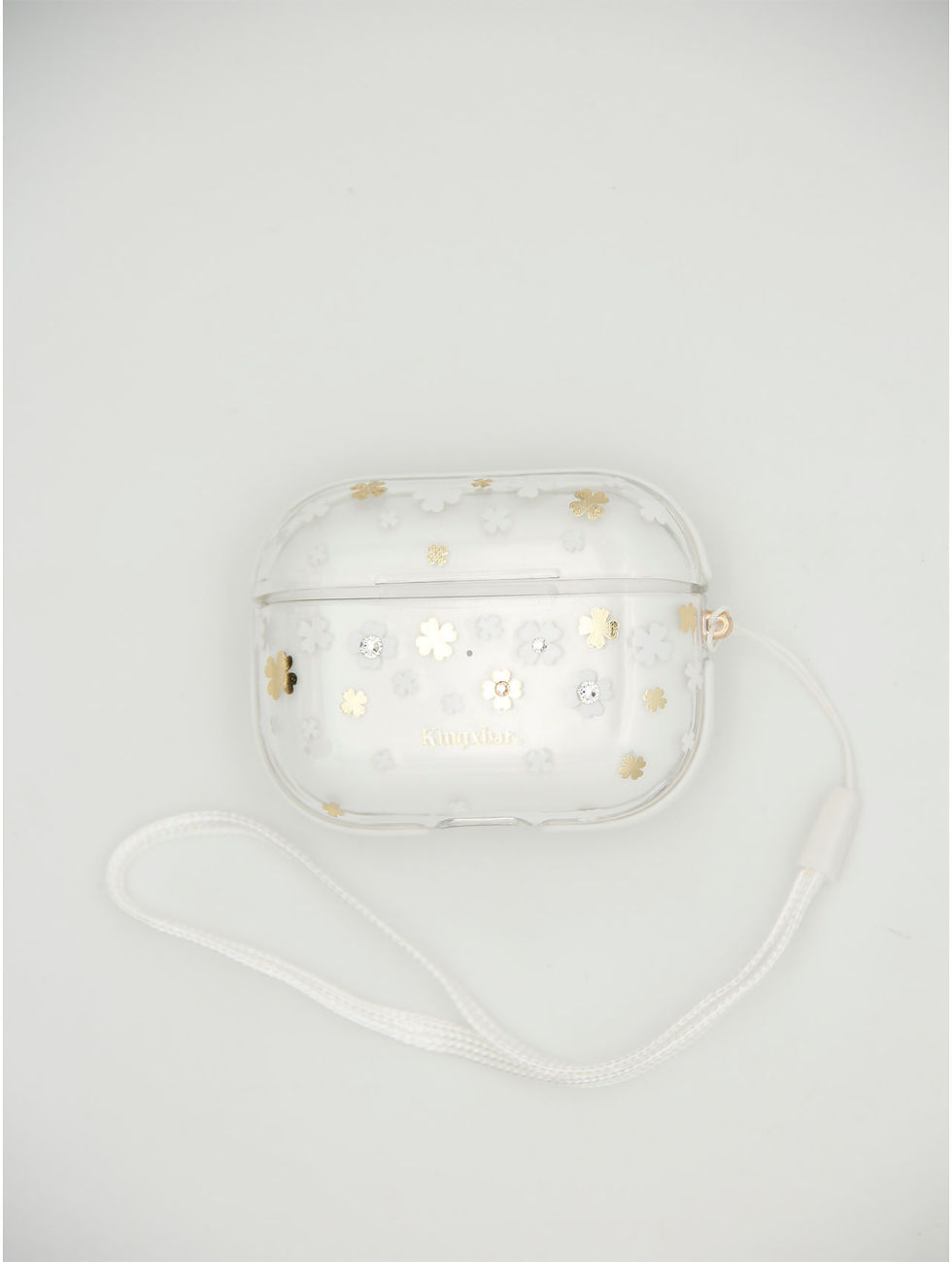 Миниатюра: Чехол для AirPods Pro Kingxbar прозрачный пластик с белыми цветочками