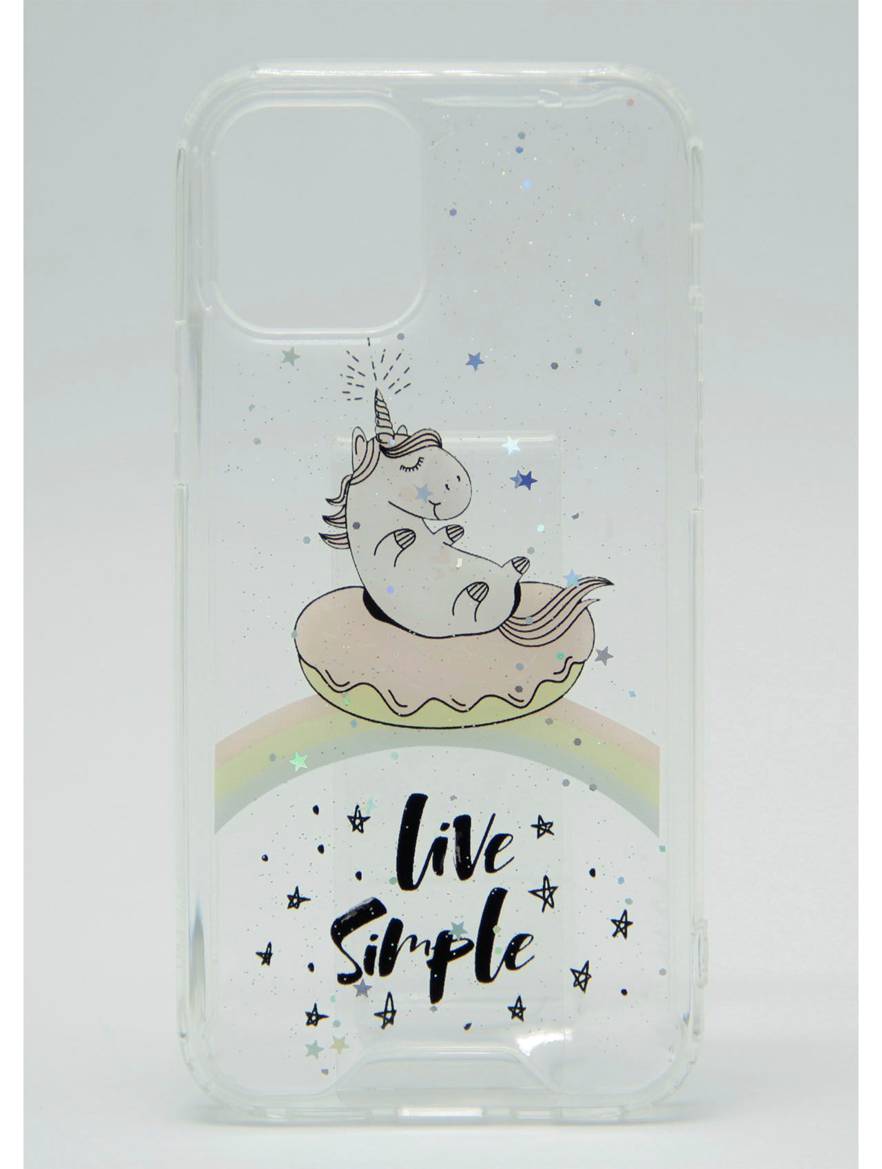 Прозрачный чехол для iPhone 12Pro Max с принтом Единорога на радуге