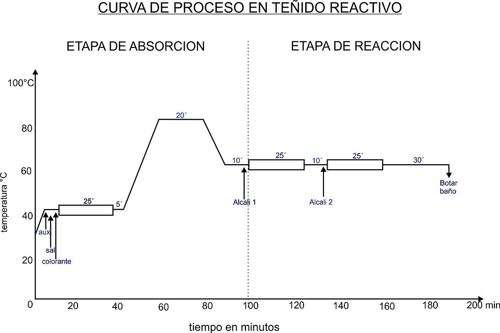 Curva de proceso en teñido reactivo.