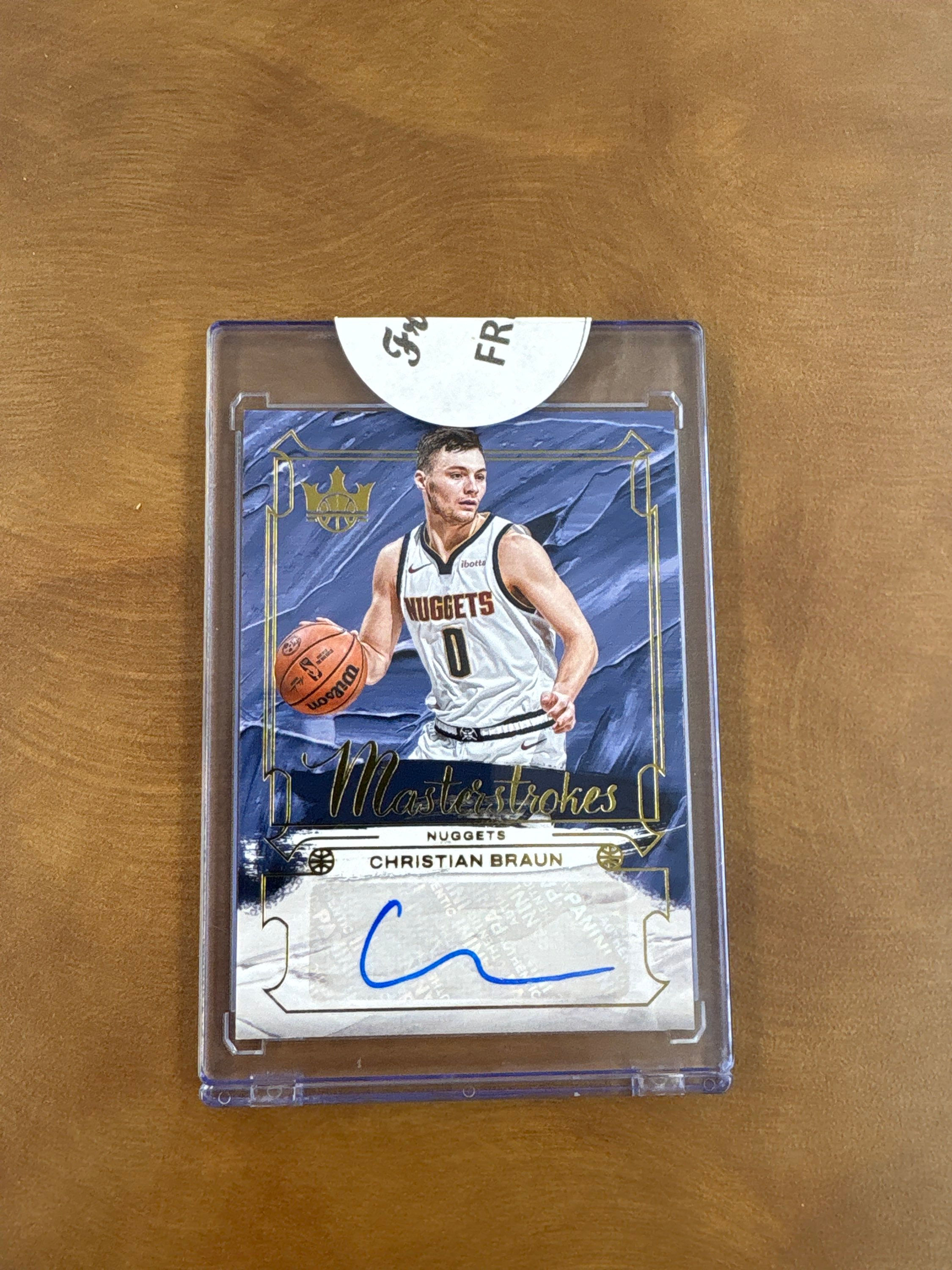 Christian Braun 2024-25 Panini Court Kings Masterstrokes Auto /99 Gold With Mag