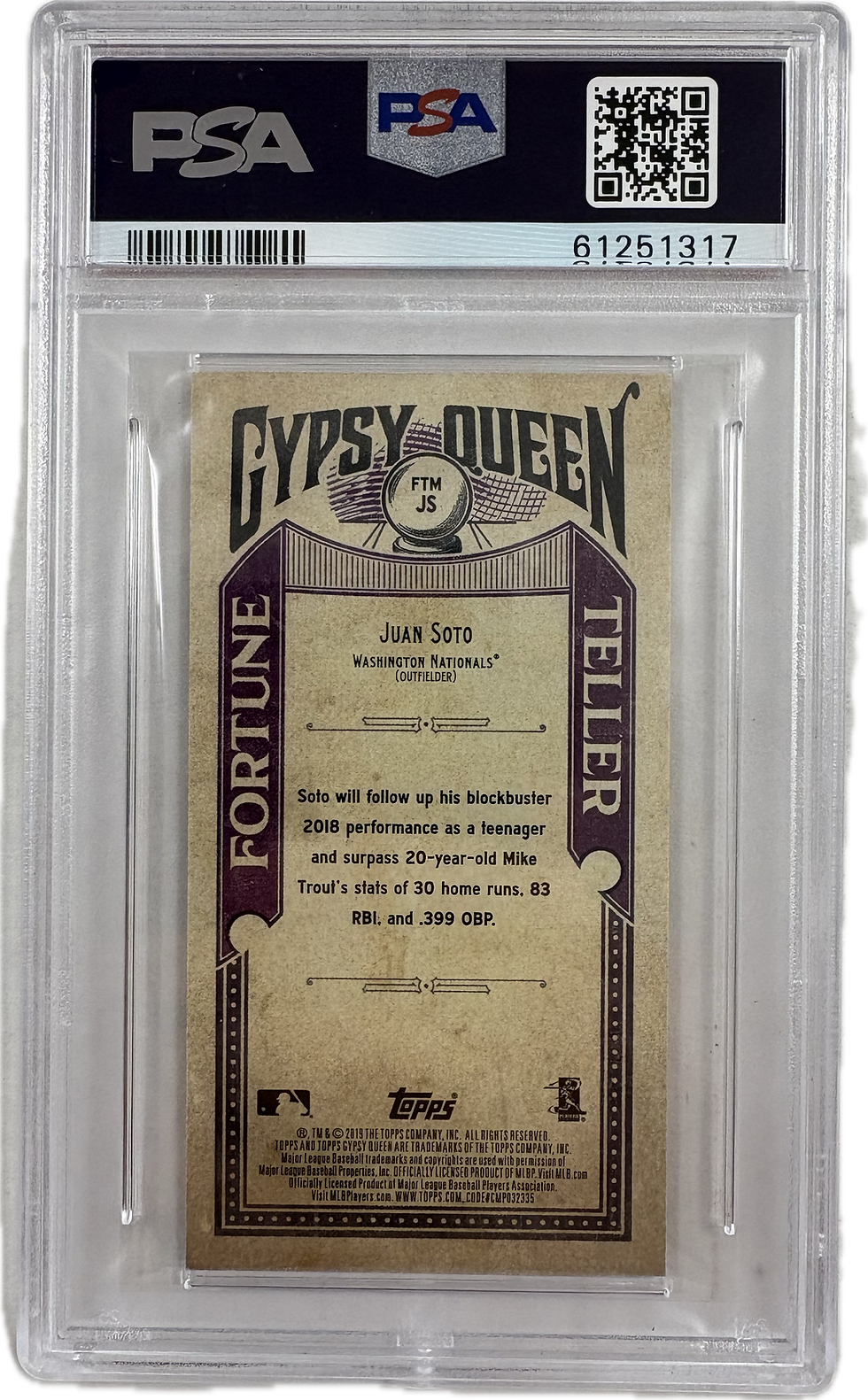 Thumbnail: 2019 Topps Gypsy Queen Juan Soto Fortune Teller Mini PSA 10