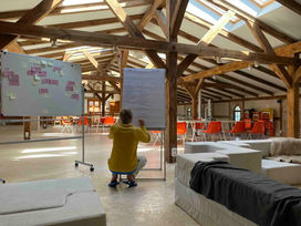 Ideation. Internes Strategietreffen in der oberen Scheune. Workshop. Ideation. Design Thinking. Living Lab.

