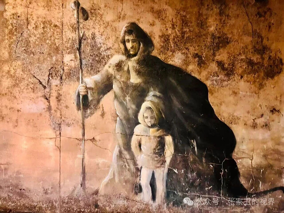 萨里亚圣玛丽亚教堂围墙上的墙画