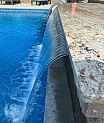 www.sparklepoolpros.com Sparkle Pools, Inc. Custom Vinyl Liner Pool Contractor Builder Construction Vinyl Swimming Pool Remodeling New Liner Resurfacing Replastering Resurface Replaster Custom Built Waterfall With Granite Top