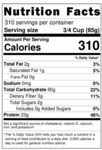 nutritional info