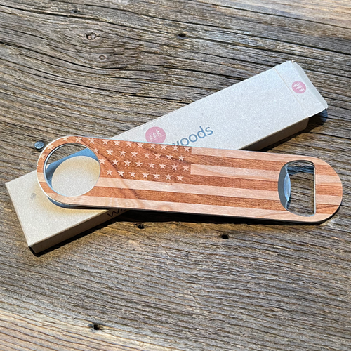 NEEDLEPOINT BOTTLE OPENER, AMERICAN FLAG