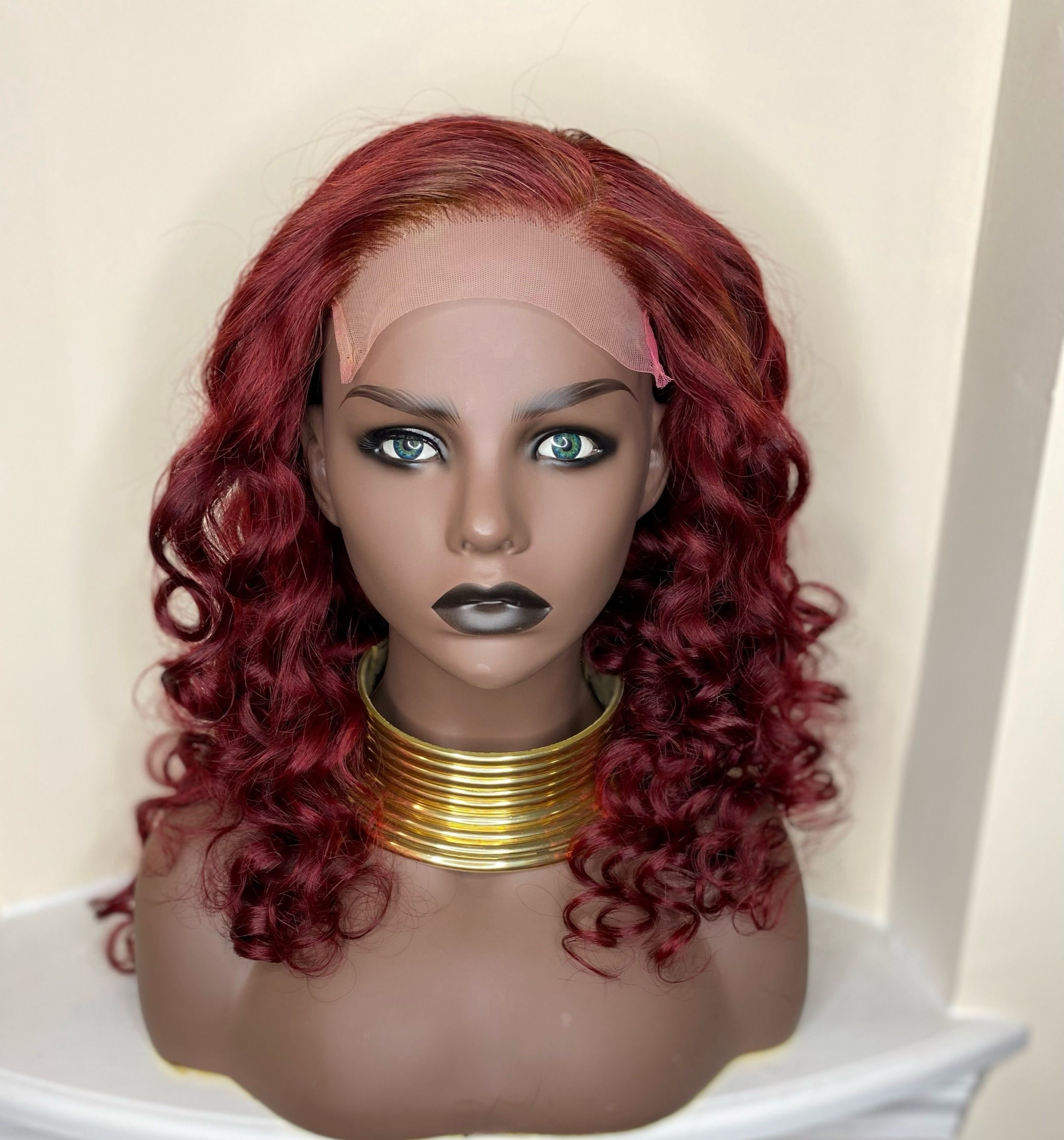 Burgundy closure wig