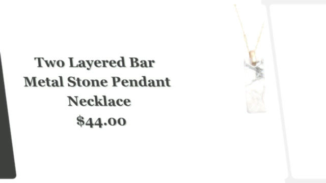 *Two-Layered Bar Metal Stone Pendant Necklace