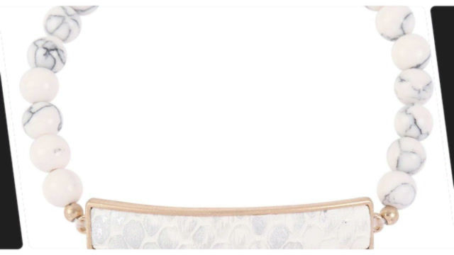 *Animal Print Bar with Beaded Stone Bracelet