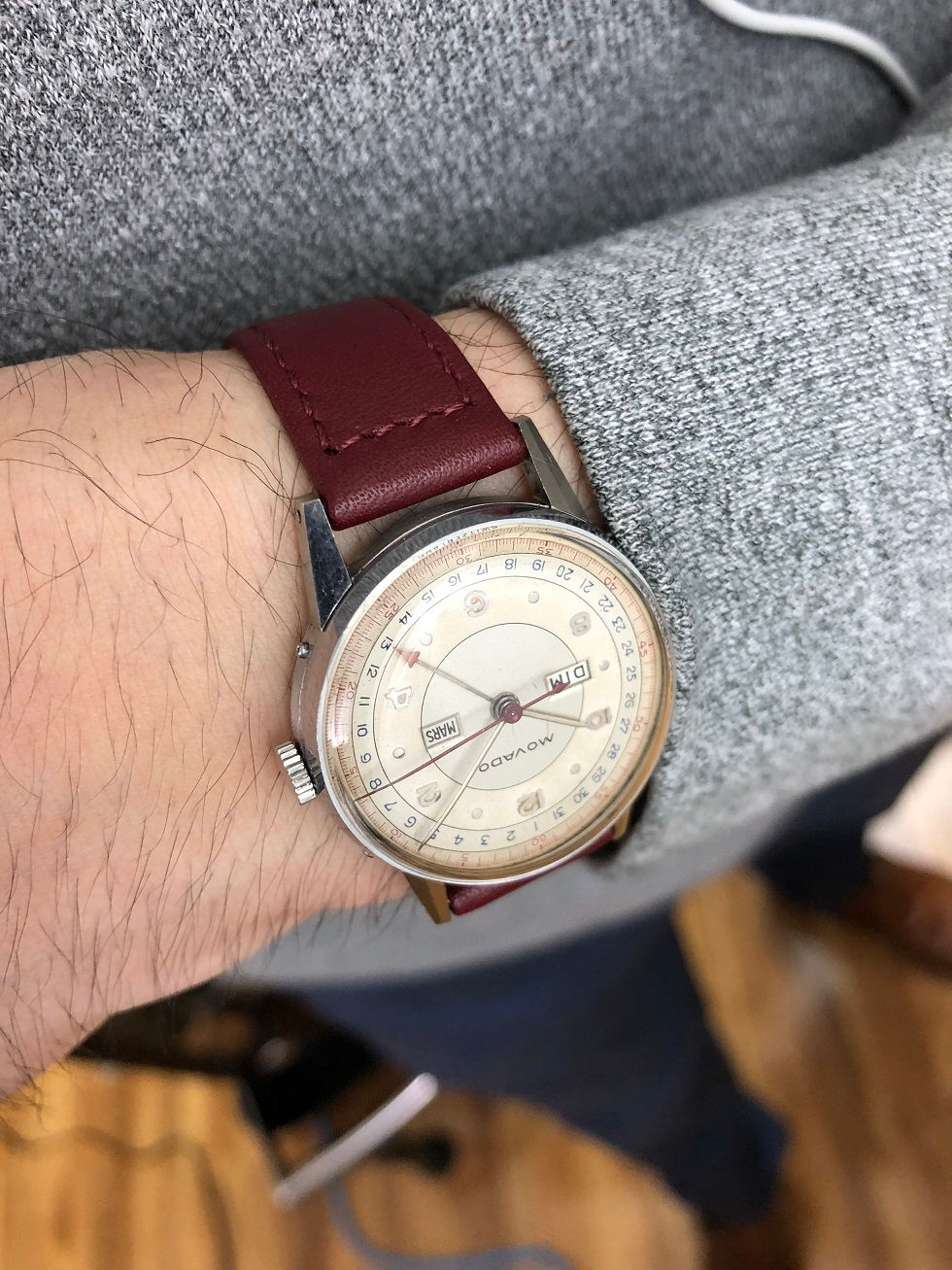 Thumbnail: 1940s MOVADO TRIPLE DATE VINTAGE WATCH
