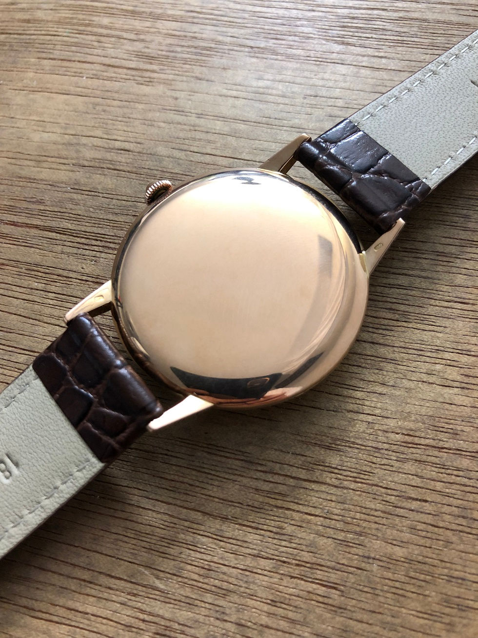 Thumbnail: 1950s JUMBO 18K MOVADO WATCH