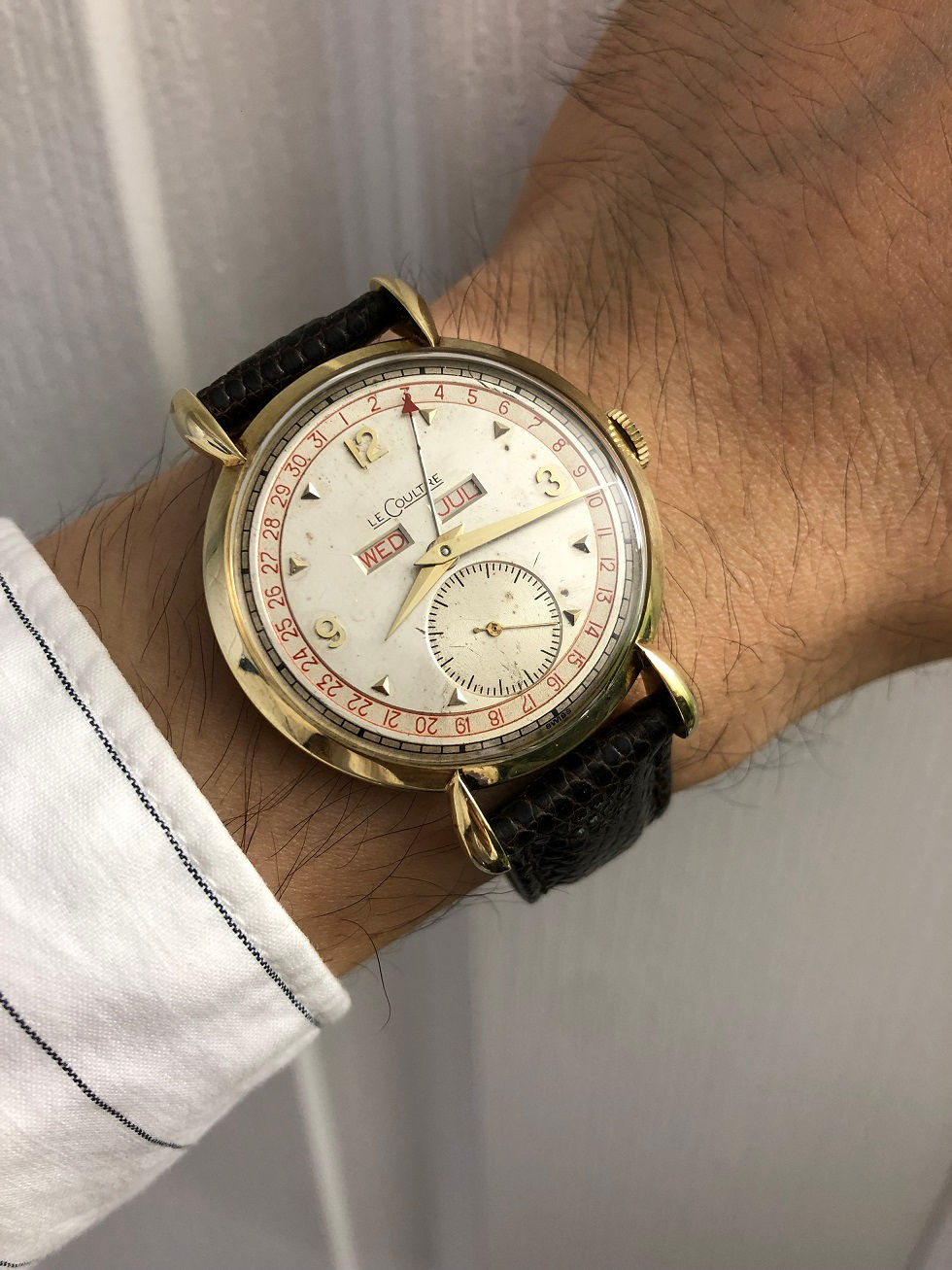 Thumbnail: 1950s LECOULTRE TRIPLE CALENDAR WATCH