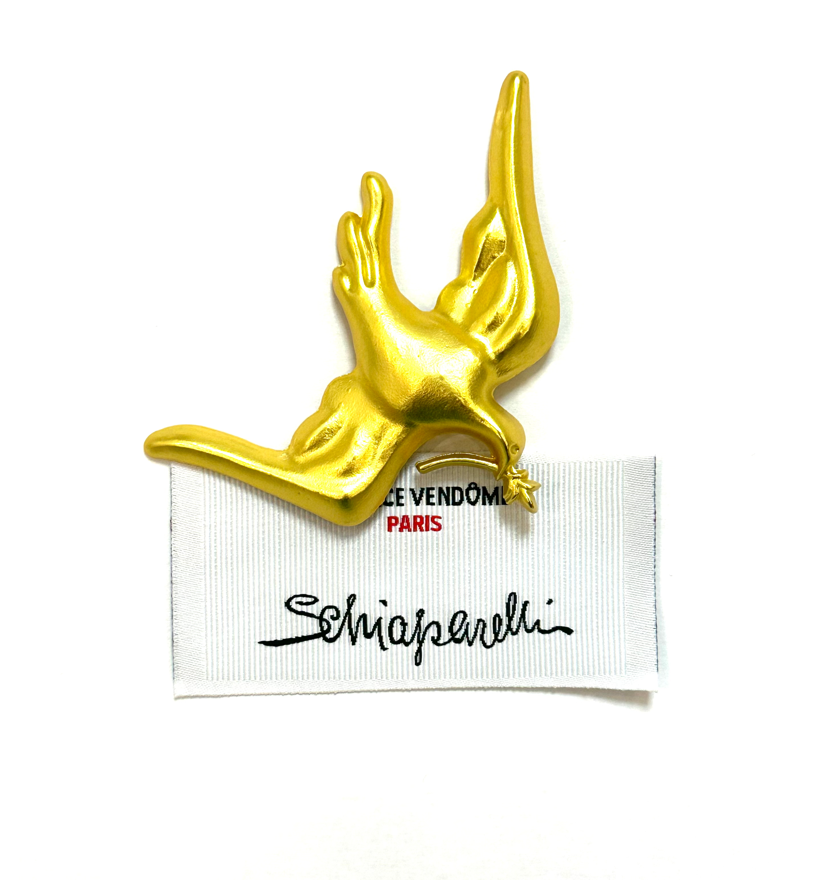 Брошка декоративна пташка 5*6см колір жовте золото Schiaparelli