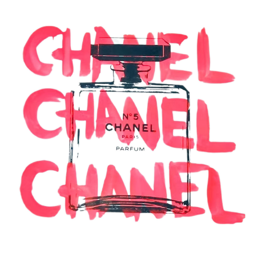 Прев'ю: Термоаплікація 18*18.5см колір білий з рожевим з лого Chanel