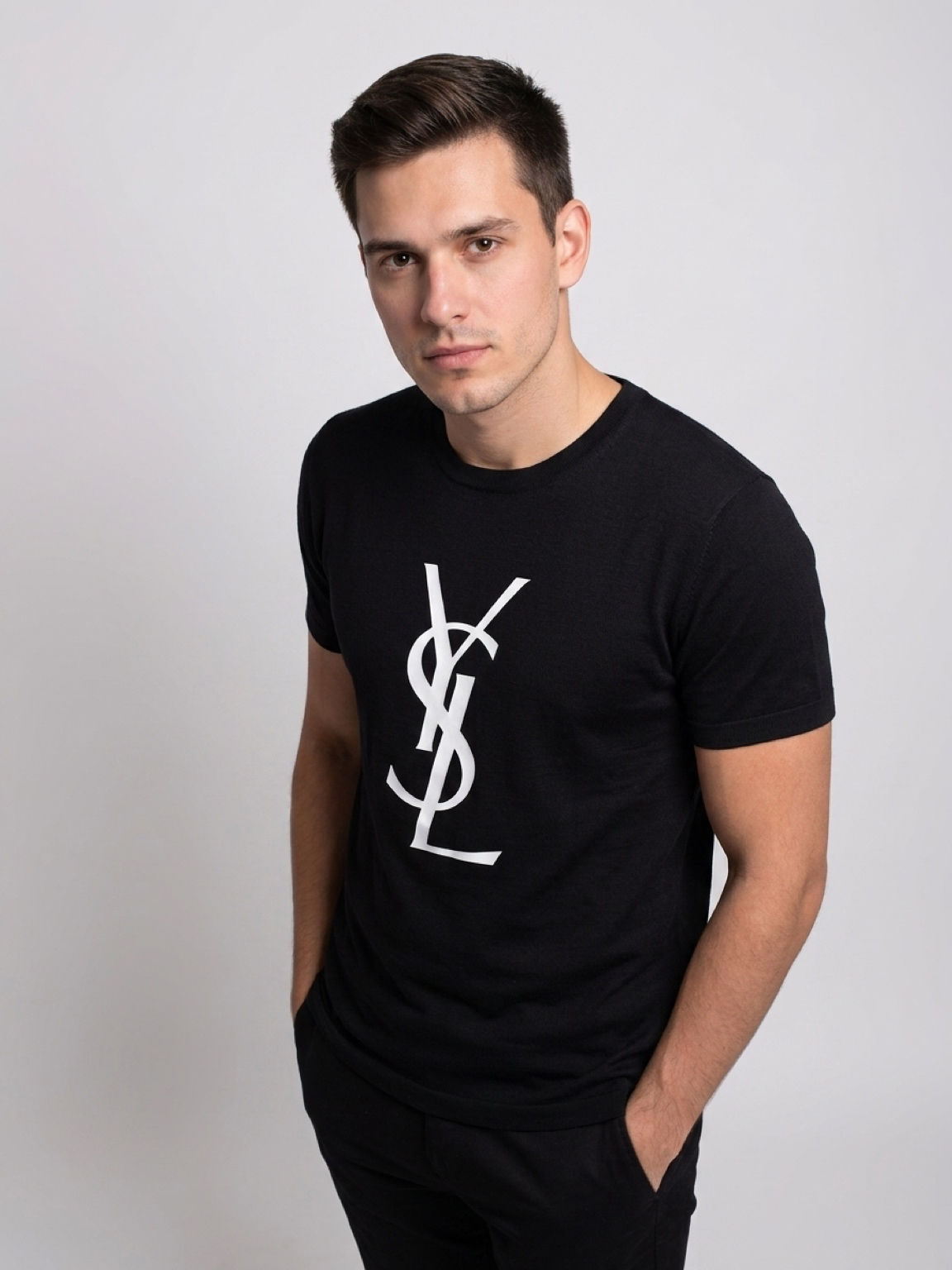 Термоаплікація 29.5*14см колір білий логотип YSL