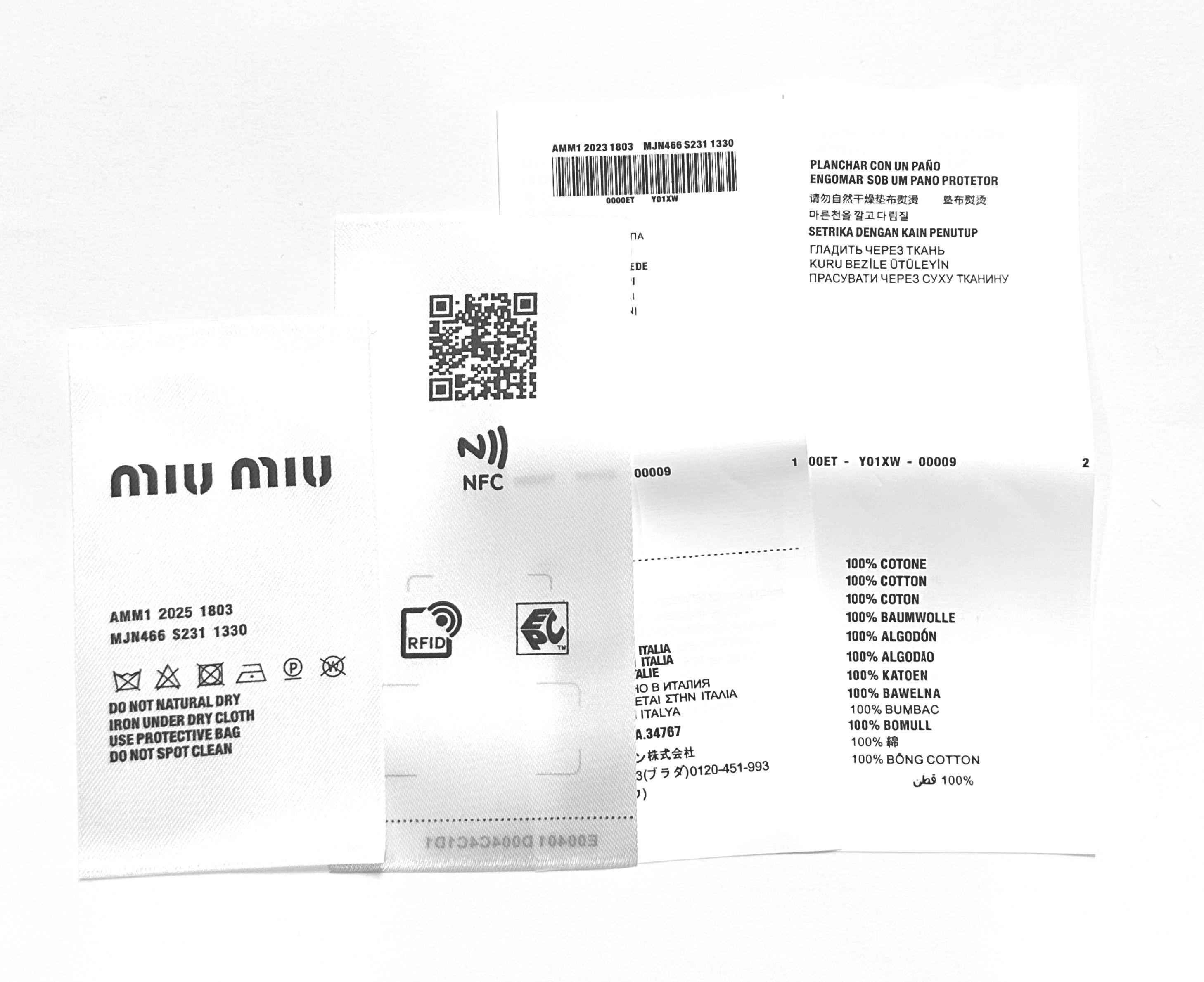 Вшивна лейба 100% cotton з 4х частин логотип MiuMiu
