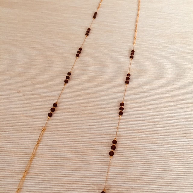 Miniature : Sautoir chaîne dorée perlée Grenat