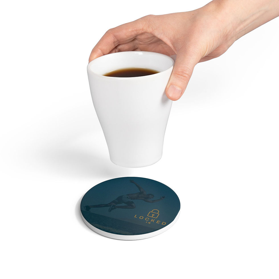 Navy Ceramic Motivational Coaster- Locked In Quote Drink Coaster For Focus