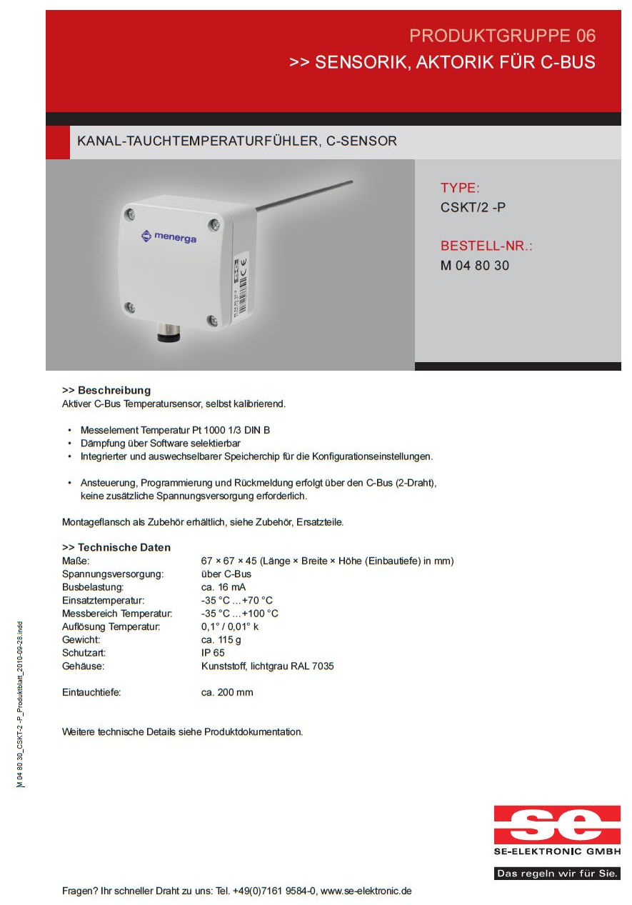 Миниатюра: КАНАЛЬНЫЙ ДАТЧИК MENERGA C-SKT-2-P