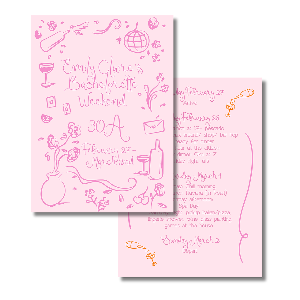 Veuve Champagne Bachelorette Itinerary & Invite