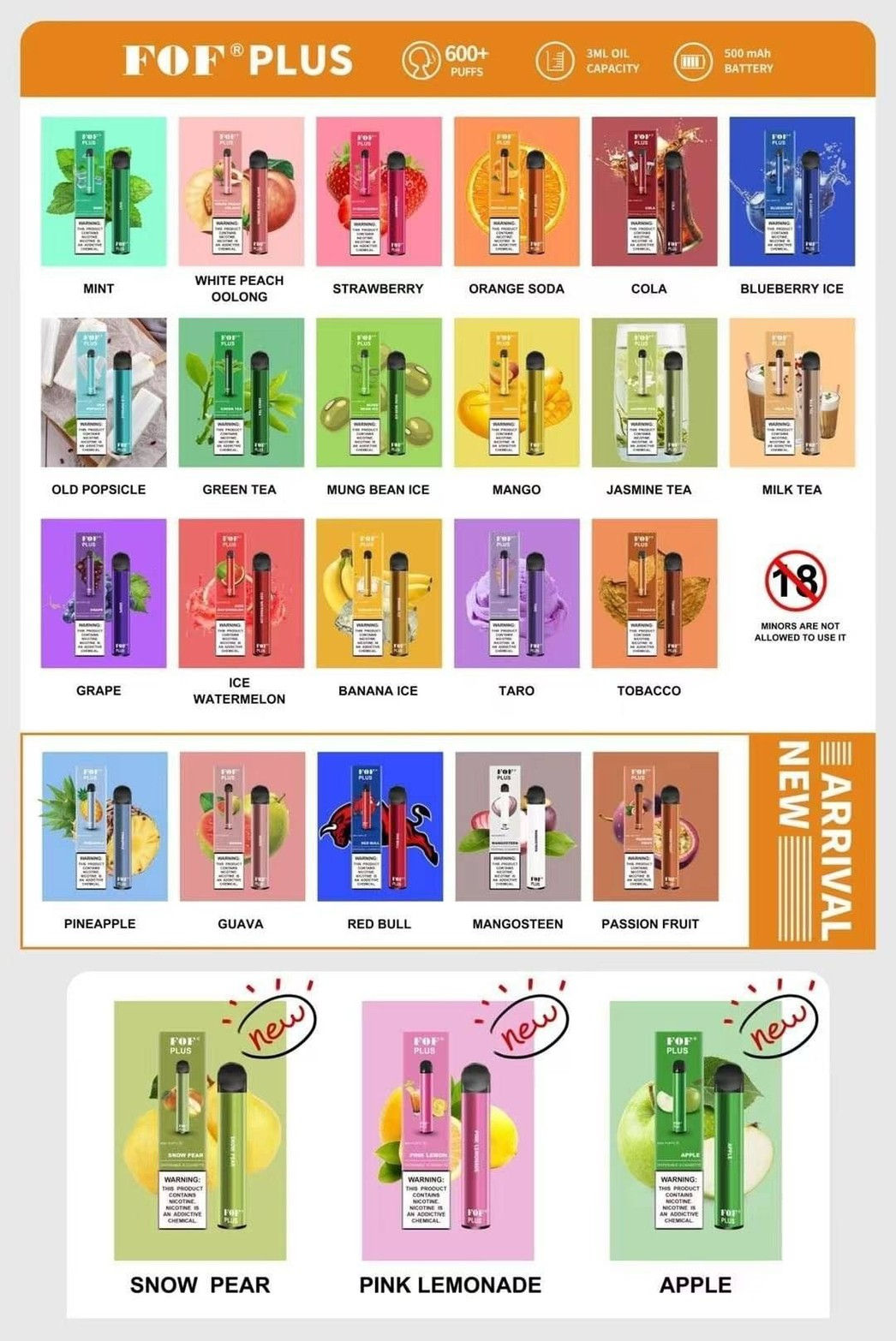 FOF Plus Disposable Pod 400mAh 2.5ml Nic 5% ควันเยอะ! กลิ่นดี!