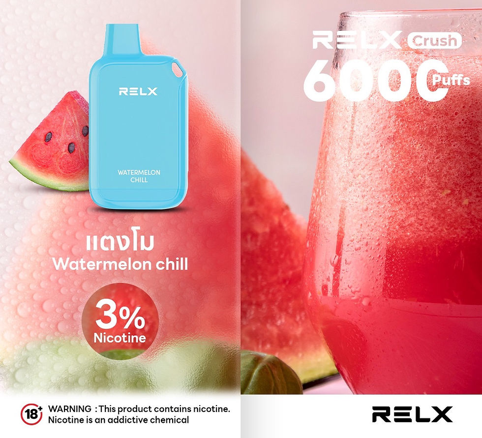 ภาพขนาดย่อ: พอตใช้แล้วทิ้งRelx Crush 6000 puffs Disposable Pod Nic3% 470mAh ใช้แล้วทิ้งชาร์จได้ มี 10 กลิ่น