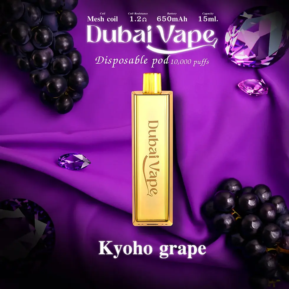 ภาพขนาดย่อ: Dubai Vape 10000 Puffs พอตใช้แล้วทิ้ง สูบได้ประมาณ 10,000 คำ บรรจุน้ำยา 15ml เป็นน้ำยาซอลนิค ที่มีระดับนิโคตินอยู่ที่ 30mg