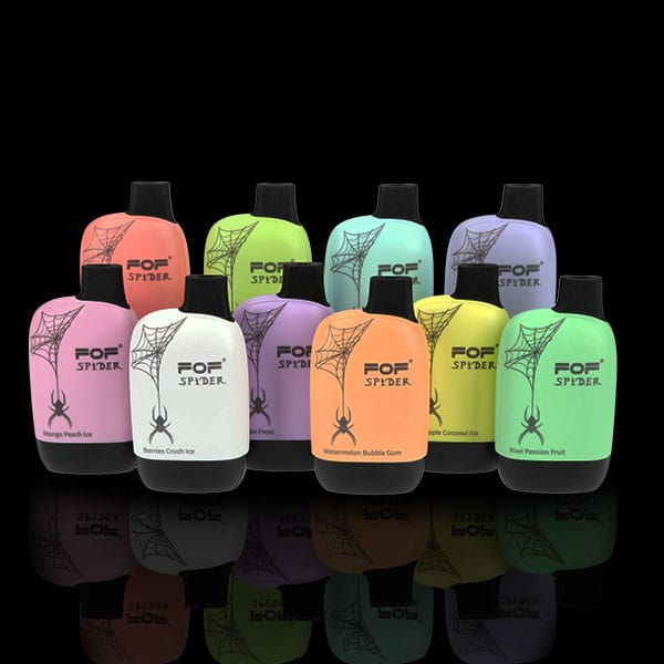 FOF Spider 6000 Puffs พอตใช้แล้วทิ้ง สูบได้ประมาณ 6000 ครั้ง น้ำยาแบบซอลนิค 13.5ml มีระดับนิโคตินอยู่ที่ 20-50mg
