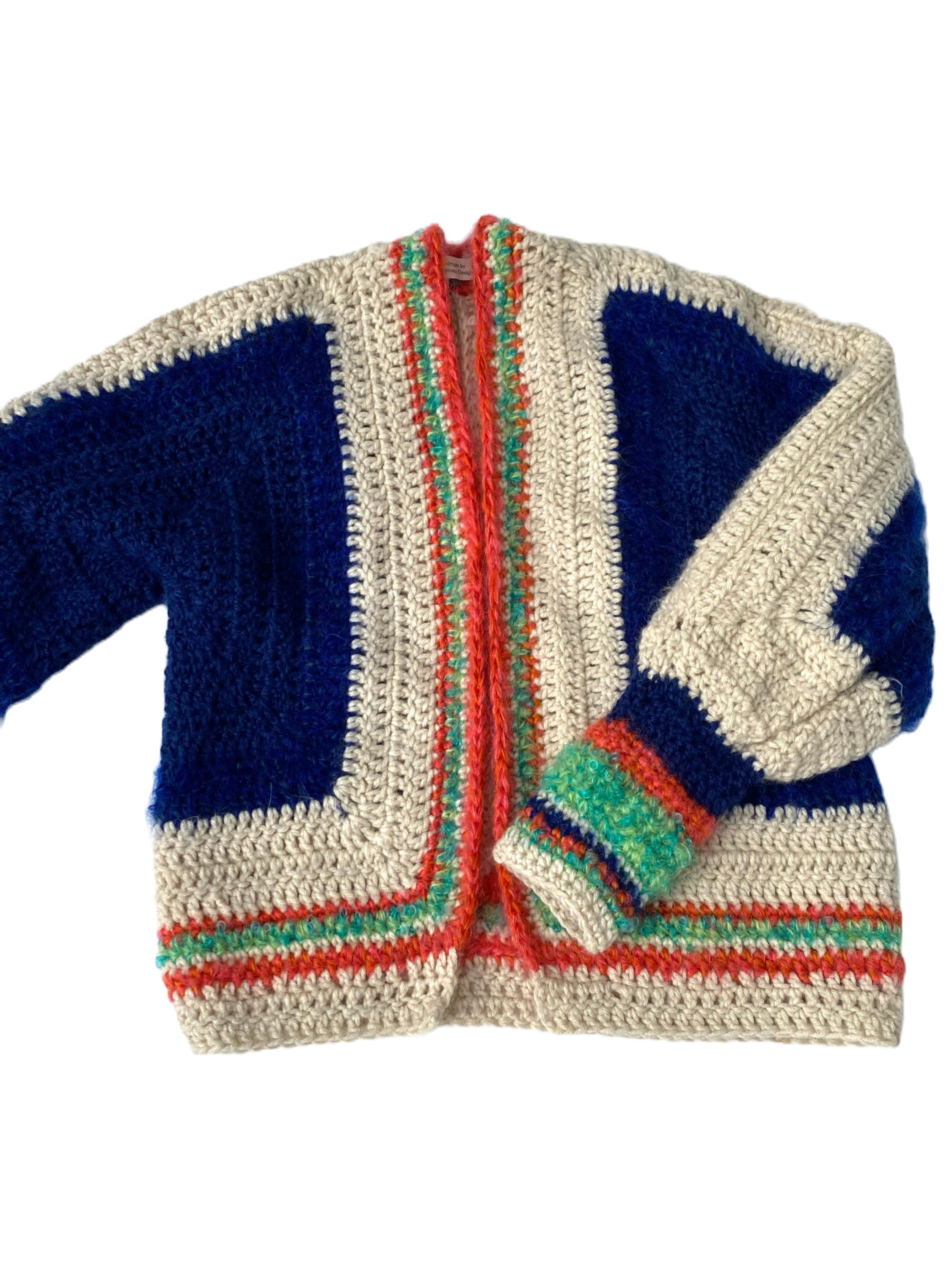 Navy/Cream/Orange/Green Varsity Bomber