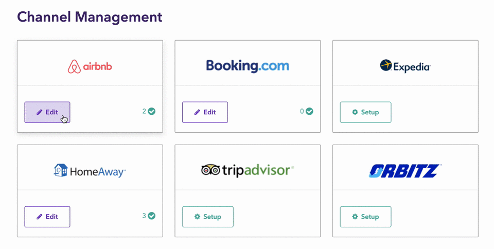 Channel management in JANIIS where you can distribute your vacation rentals to Airbnb, Booking.com, VRBO, HomeAway, and more