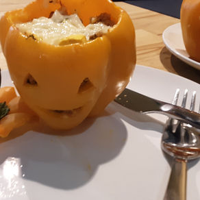 Jack-O-Lantern Stuffed Orange Peppers Allergy-Friendly Gluten-Free & Vegan Recipe!