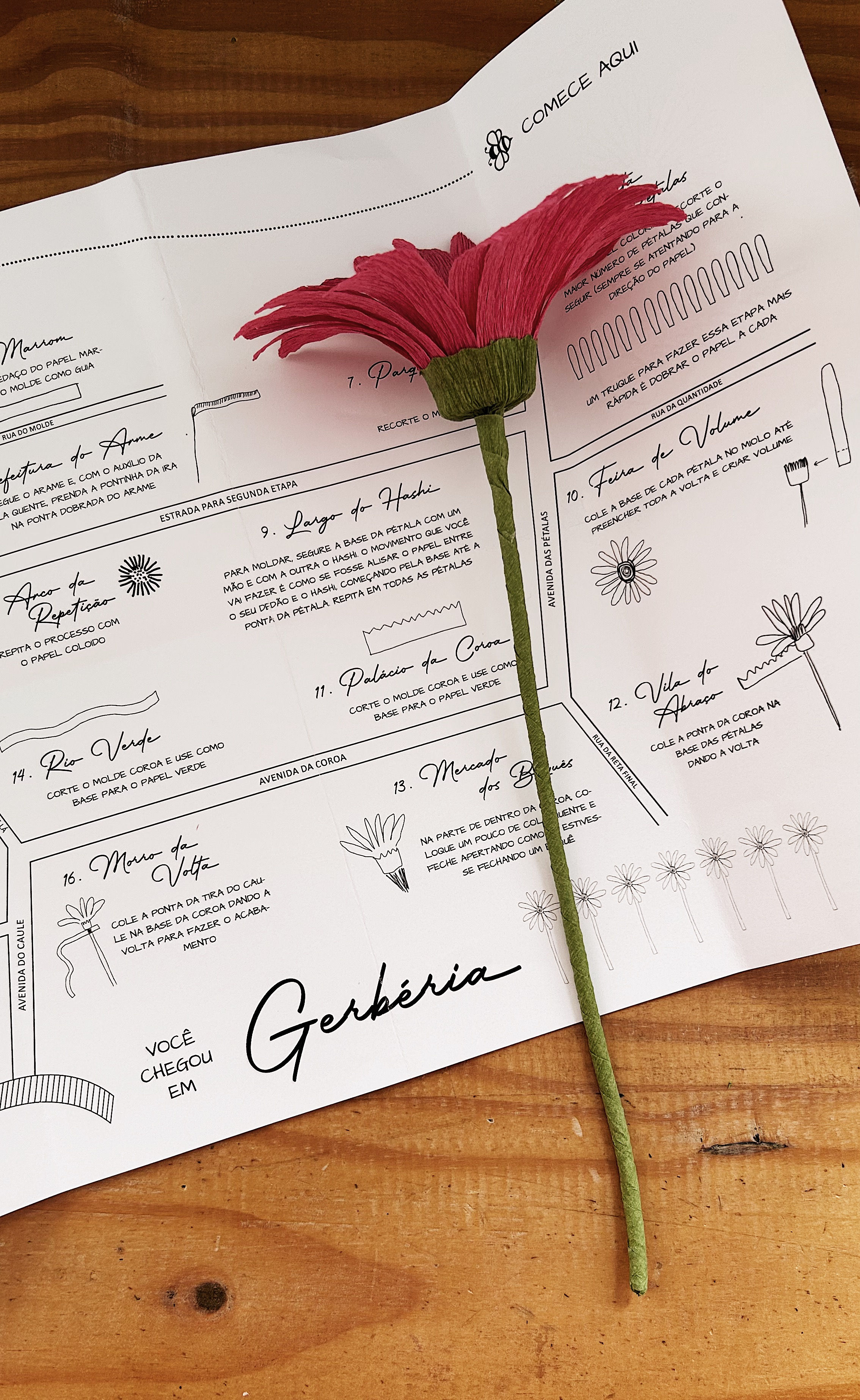 Gérbera - Kit Tutorial (3 flores)