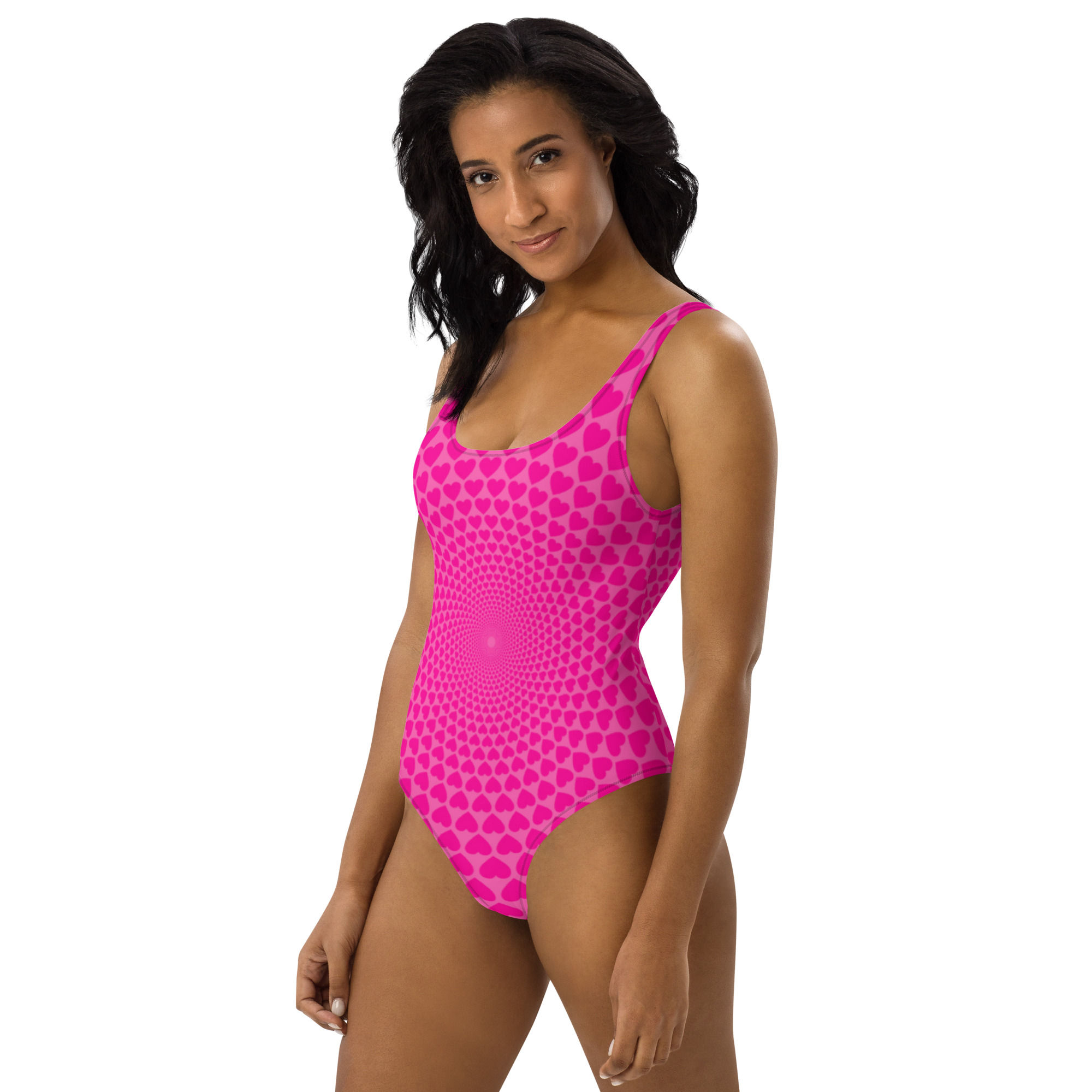 Faith One-Piece Swimsuit - Pink with Hearts