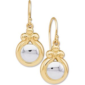 14K White/Yellow Circle Dangle Earring