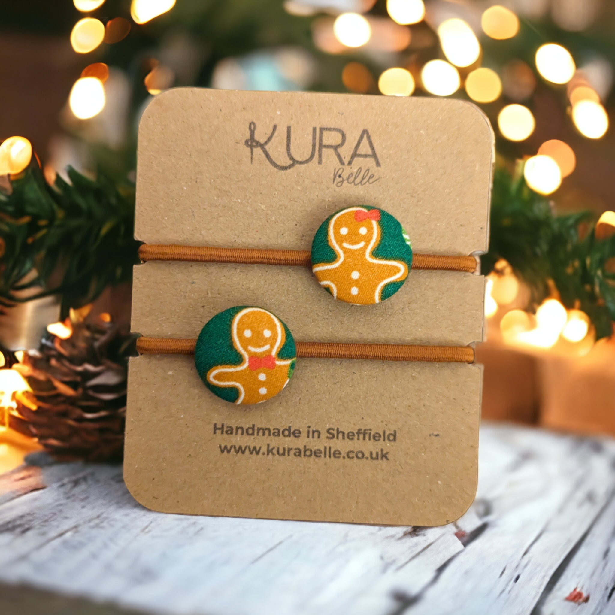 Gingerbread Fabric covered hair bobbles