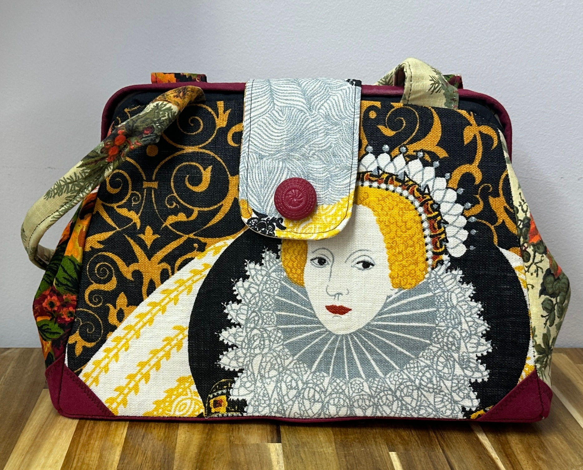 Queen Elizabeth tea towel, evelyn bag