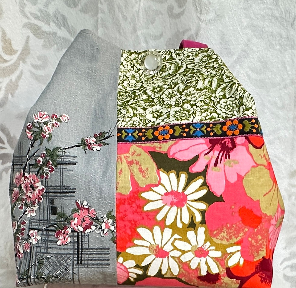 Thumbnail: snap in tote- bold pink flowers