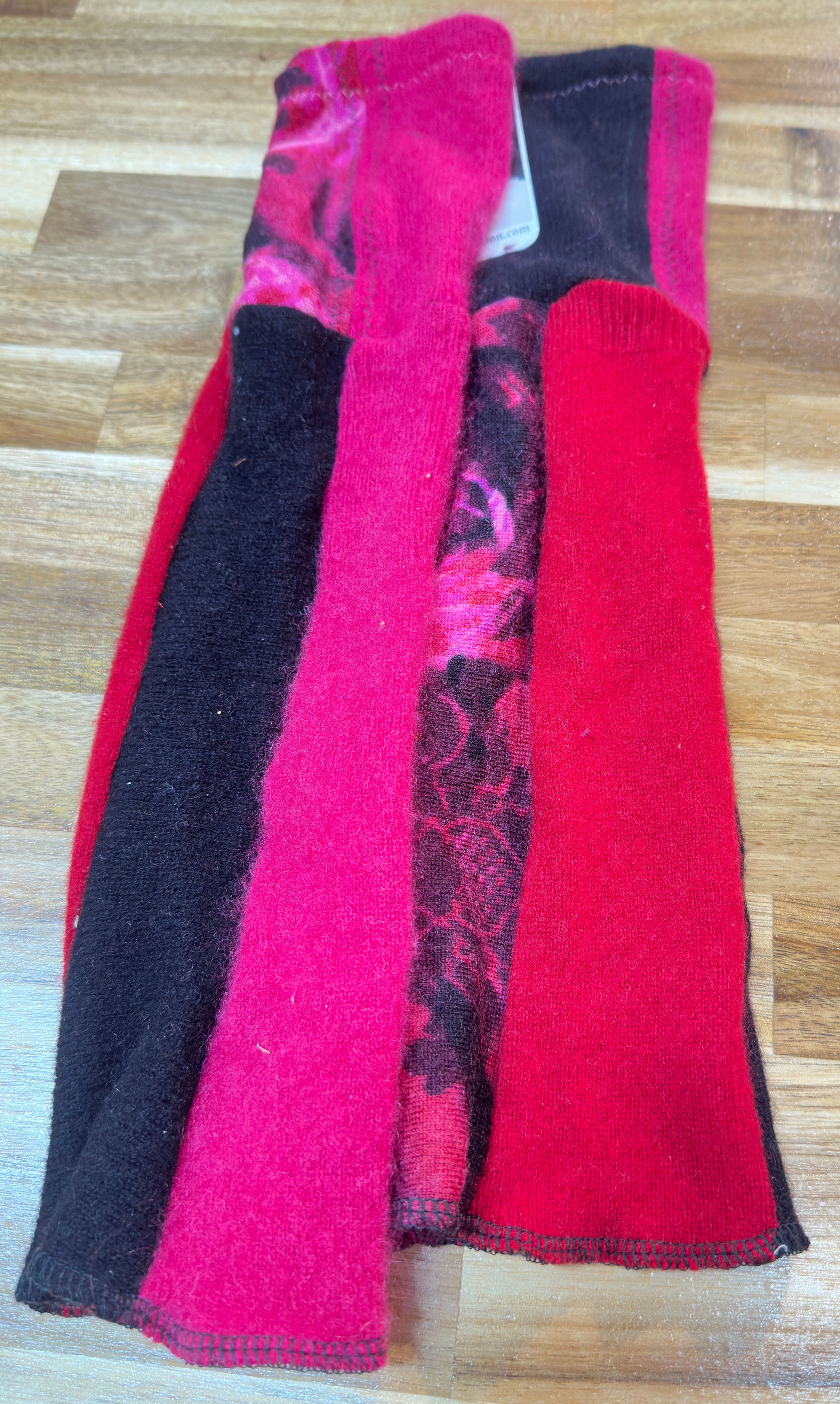 wine and pink merino and cashmere gloves