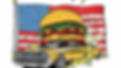 An American flag made of cheeseburgers, muscle cars, and burning money.jpg