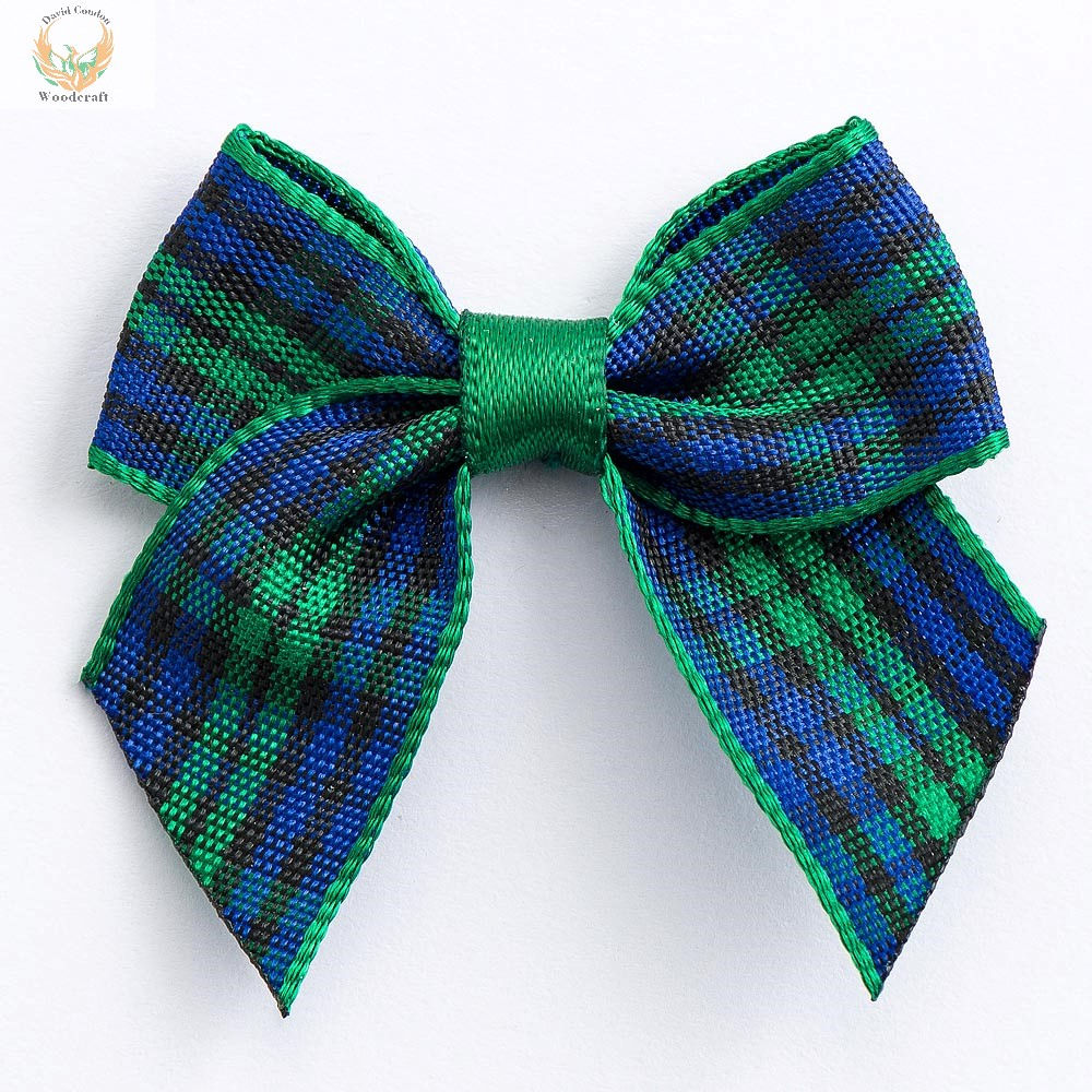 4cm Tartan Bow – Green/Blue – 12 Pack – 15mm Ribbon