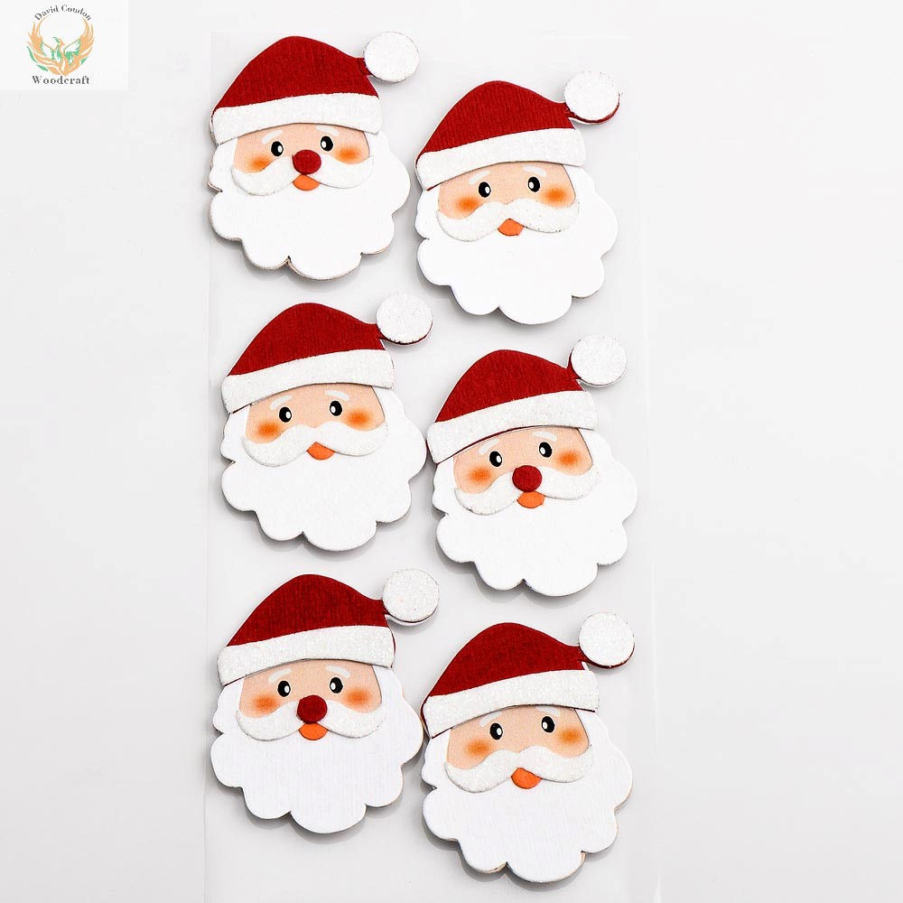 Glitter Santa’s Face Christmas Self Adhesive Stickers 6 Pack