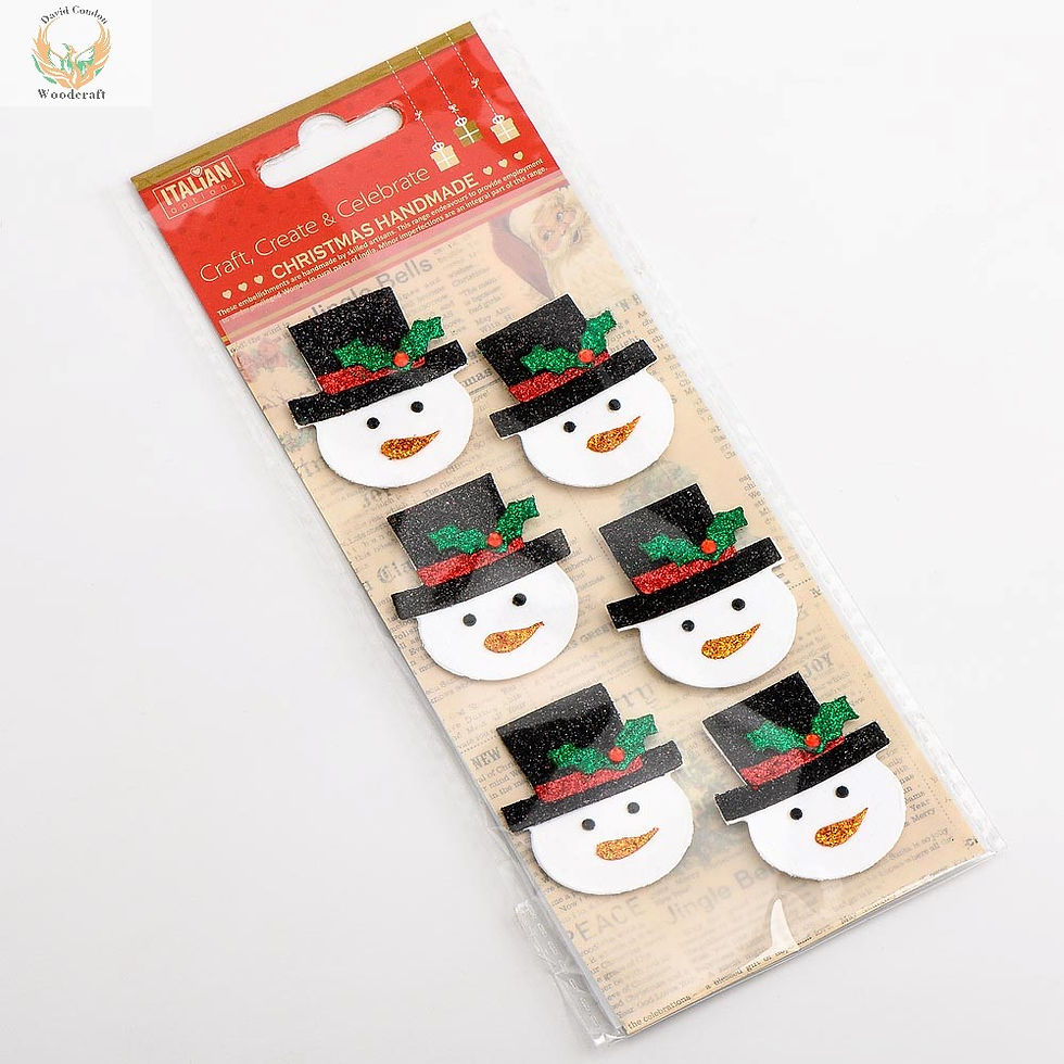 Thumbnail: Glitter Snowman Face Christmas Self Adhesive Stickers 6 Pack