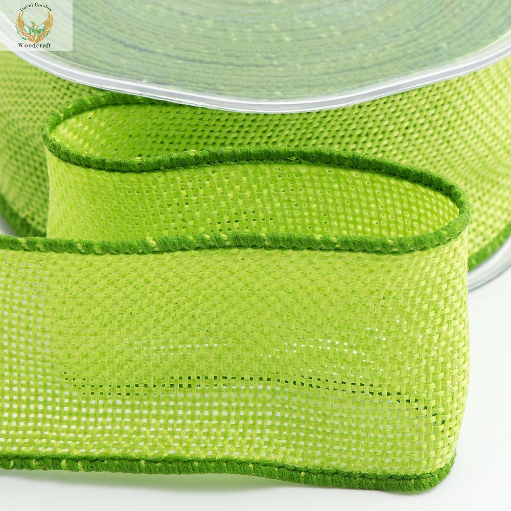 38mm Lime Green Country Hessian Wired Edge Ribbon – 10m
