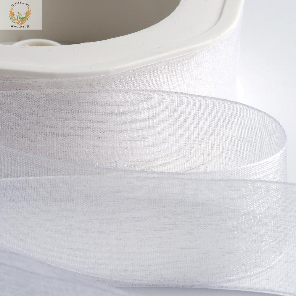 15mm White Organza Woven Edge Ribbon – 20m Roll