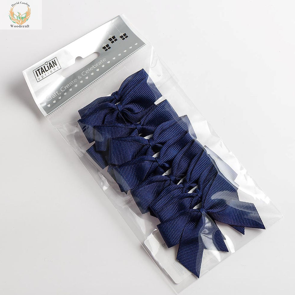 Thumbnail: 5cm Navy Grosgrain Ribbon Bows – (Self Adhesive) – 12 Pack