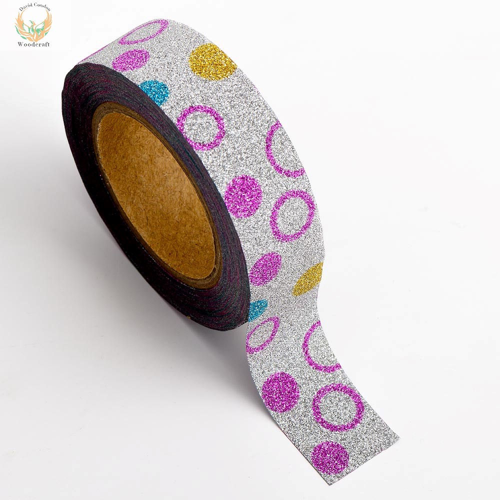 Adhesive Washi Tape Glitter Circles Multi 15mm x 10m