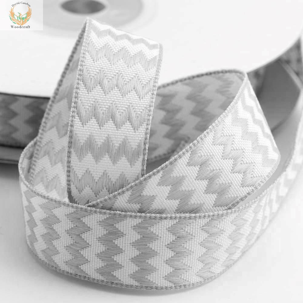 15mm Silver Chevron Ribbon – 10m