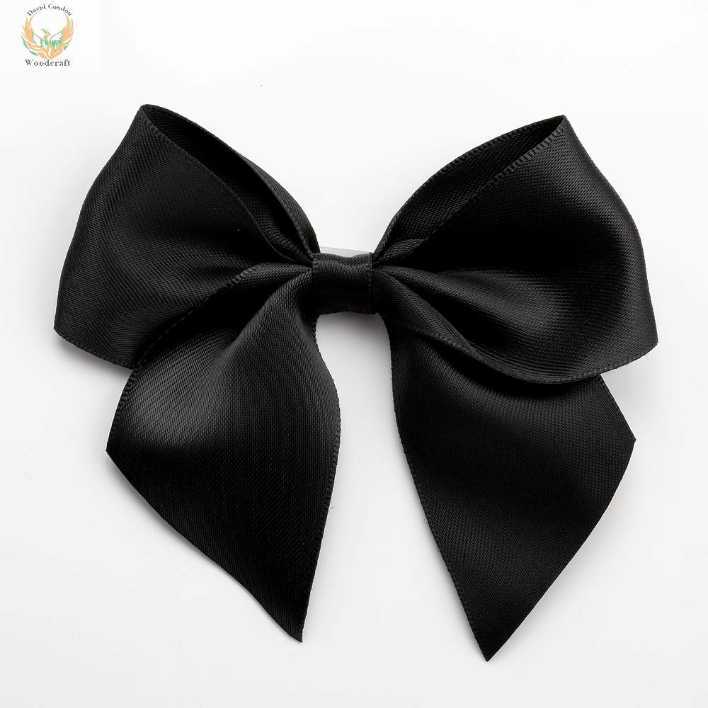 Black 10cm Satin Ribbon Bow Self Adhesive 6 Pack