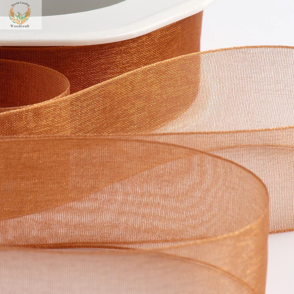 7mm Apricot Spice Organza Woven Edge Ribbon – 50m Roll
