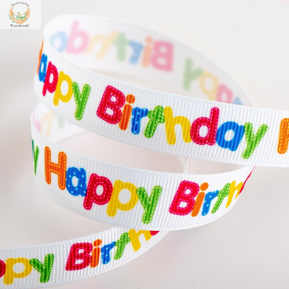 Happy Birthday Grosgrain Ribbon 16mm x 5M Bright